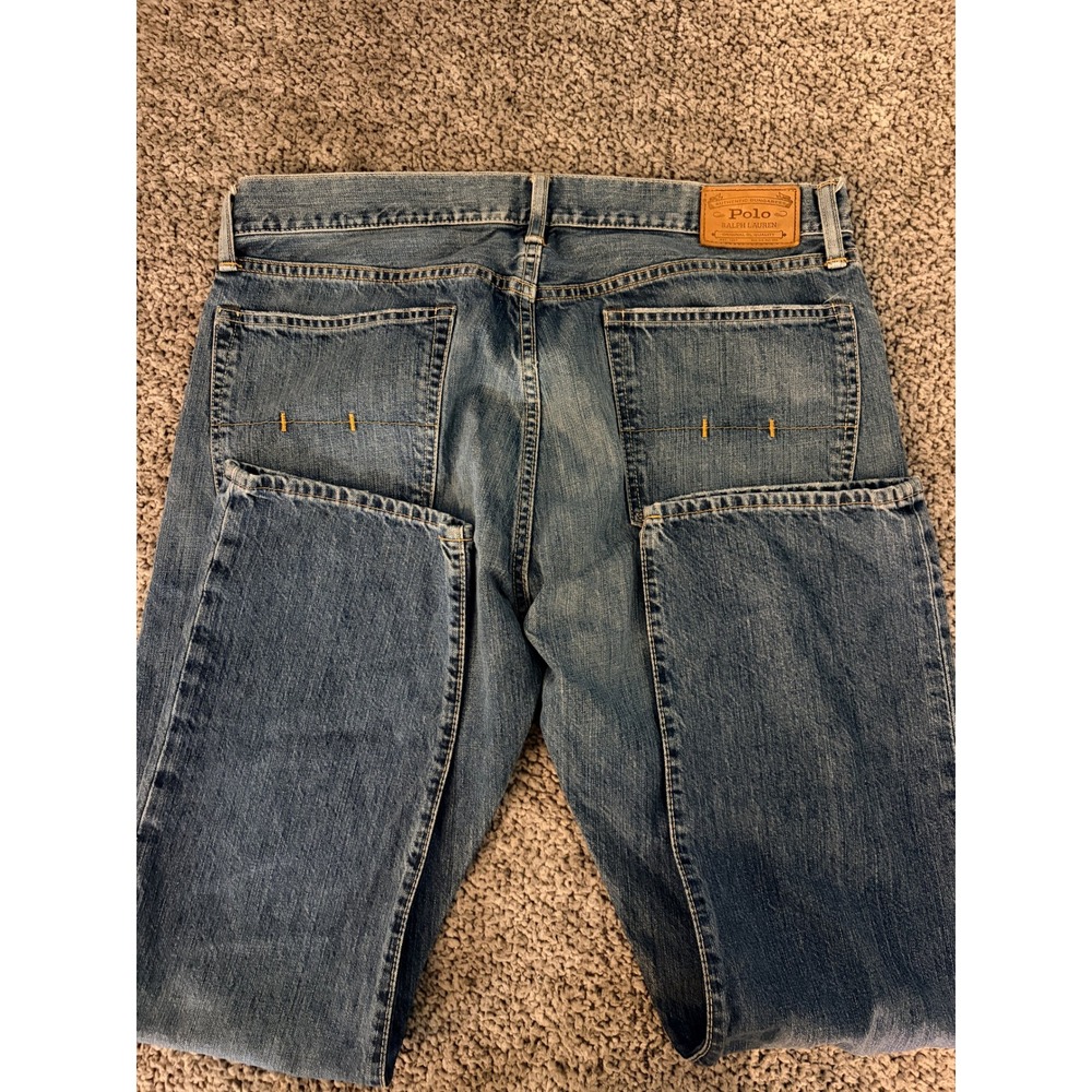 Polo Ralph Lauren Mens Hampton Straight Jeans 35x30 Blue Denim Classic Americana